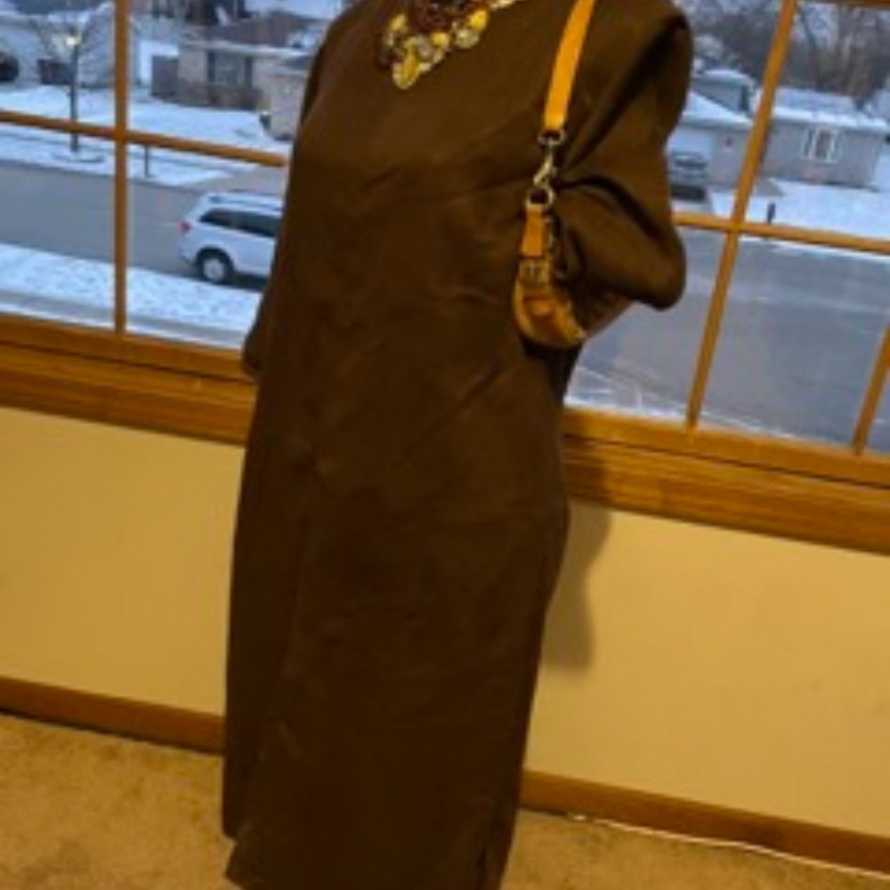 Faux Suede Brown Dress w/ long sleeves